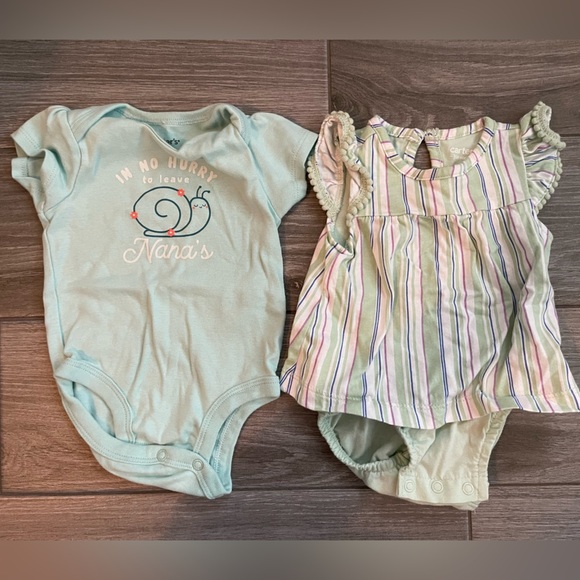 Carter’s|Baby Girl Clothing Lot, Short Sleeve Onesies•••3 months, Turquoise - Picture 1 of 6
